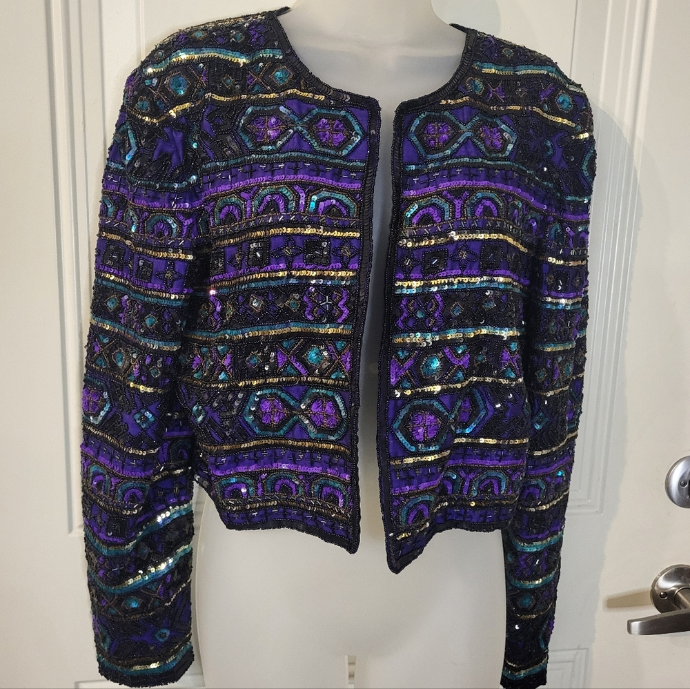niteline by della roufogali  Embellished Jacket sequins beaded true vintage
